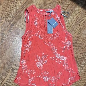 Daniel Rainn Orange Sleeveless Blouse with Tie Front